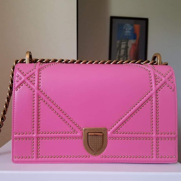 Sold Diorama pink medium gold stud bag handbag - Picture 2 of 7